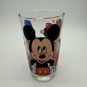 Walt Disney Company Drinking Juice Glass Mickey Minnie Mouse Donald Duck Vintage